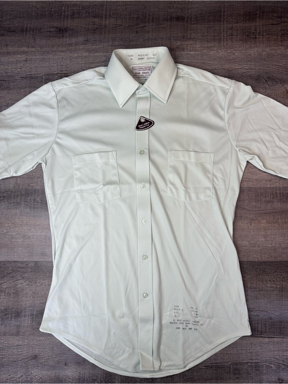 Vintage Sears Perma-Prest Short Sleeve Classic Button-Up Knit Shirt in Mint 15